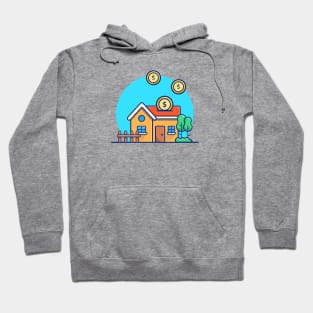 House with Gold Money Cartoon Hoodie